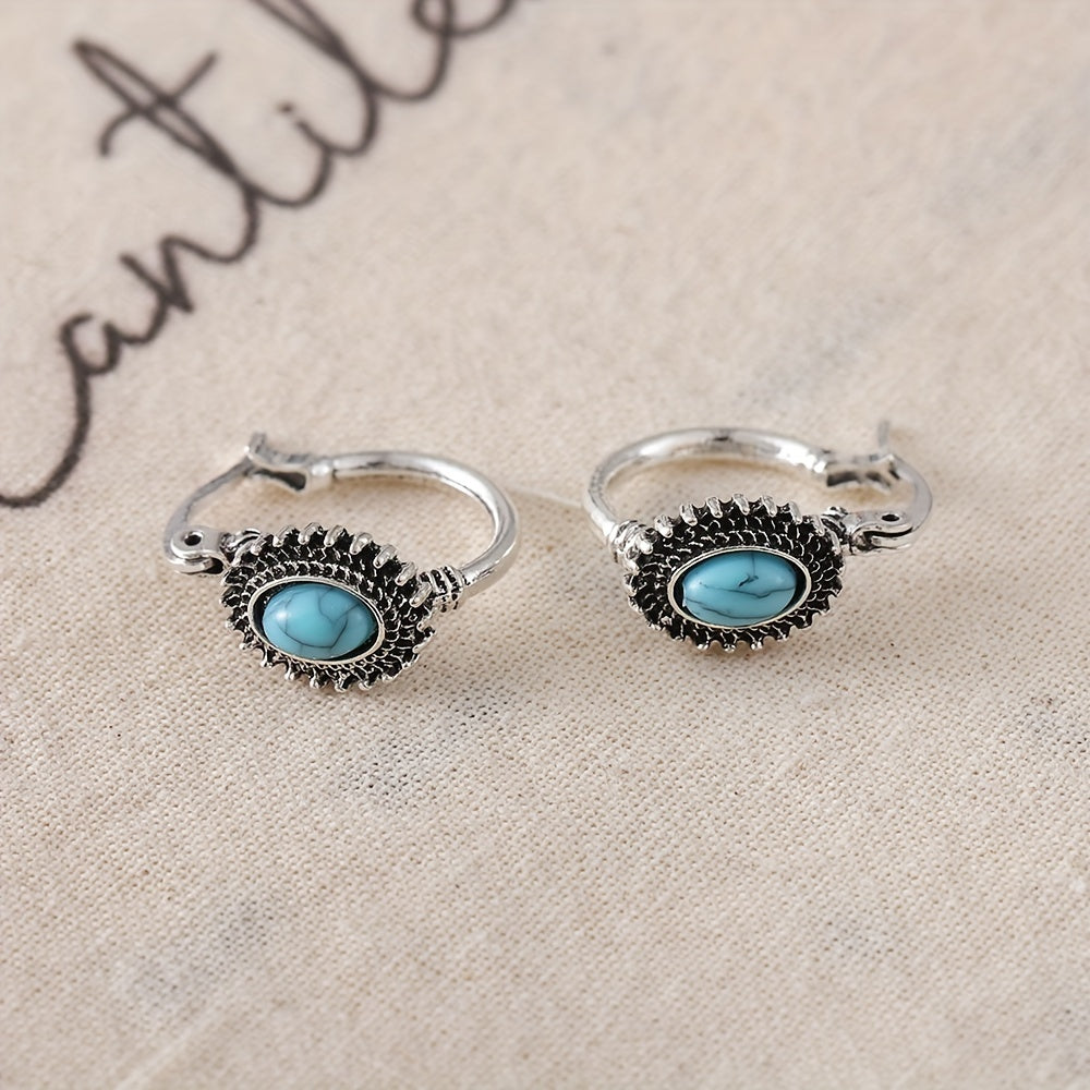 Aretes de Aro de Turquesa Crest | Oro blanco