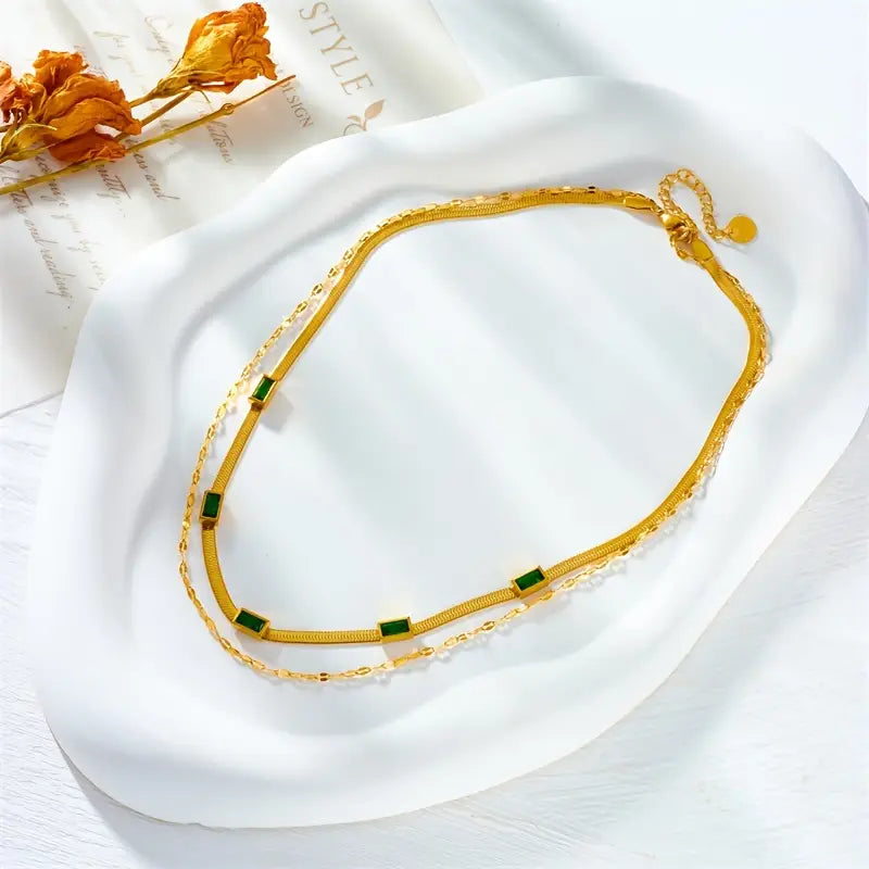 Collar Sorella Gem Double-Layer Retro | Oro