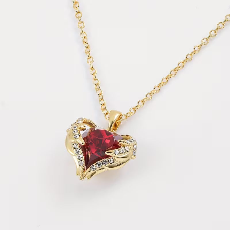 Collar de Ángel de Corazón Rubí Embrace | Oro