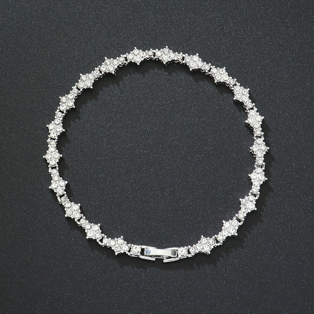 Pulsera Tennis Clásica de Racimo | Oro blanco