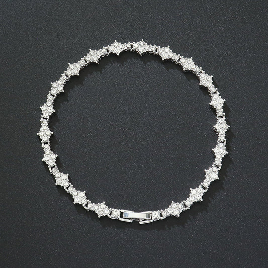 Pulsera Tennis Clásica de Racimo | Oro blanco