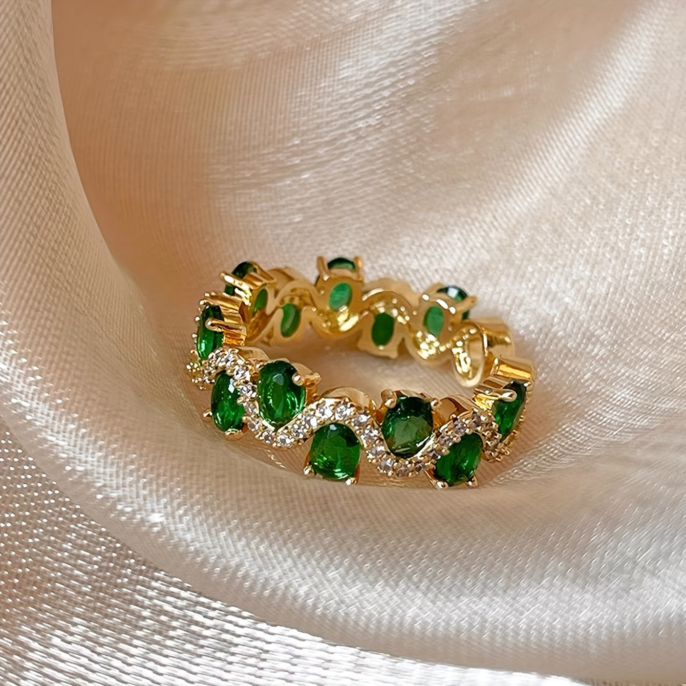 Anillo Abierto Esmeralda Calira Sparkling | Oro