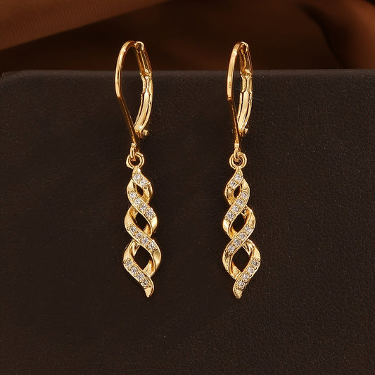Aretes Ava Trenzados con Brillo | Oro