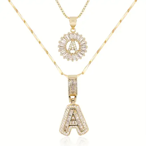Set de Collar con Inicial Pavé | Oro blanco