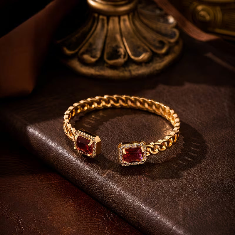 Pulsera Abierta Rubí Veloria | Oro