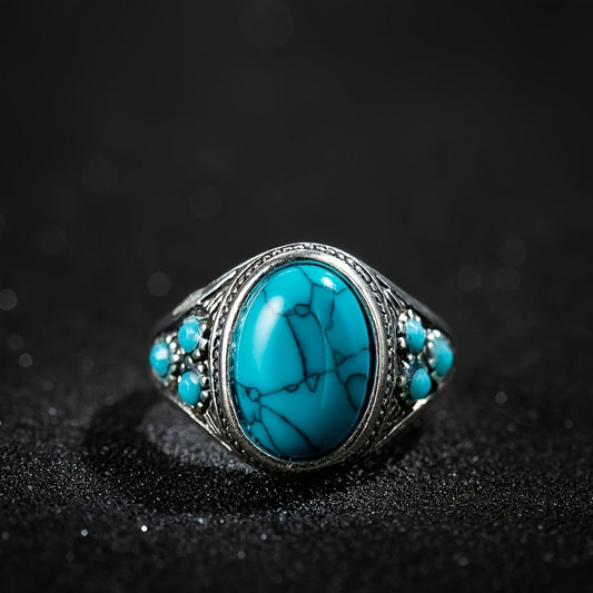 Anillo de Piedra Azul Nomad | Oro blanco