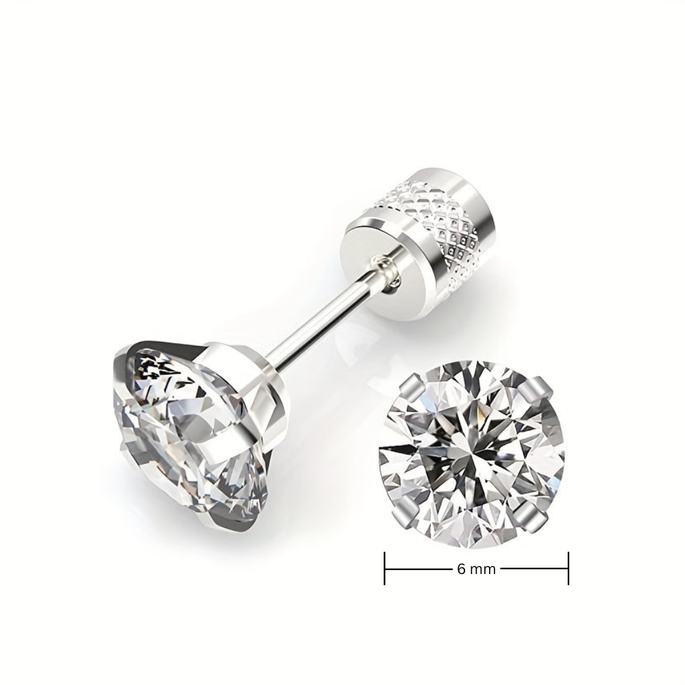 Aretes Clásicos Solitario | Oro blanco
