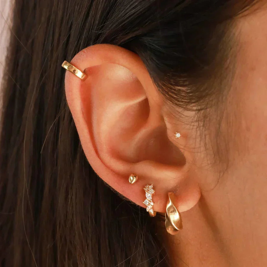Aretes Huggie de Racimo de Cristal | Oro