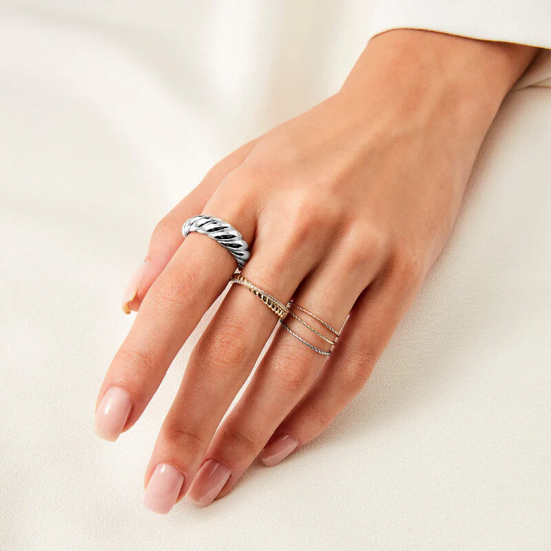 Anillo Croissant | Oro blanco