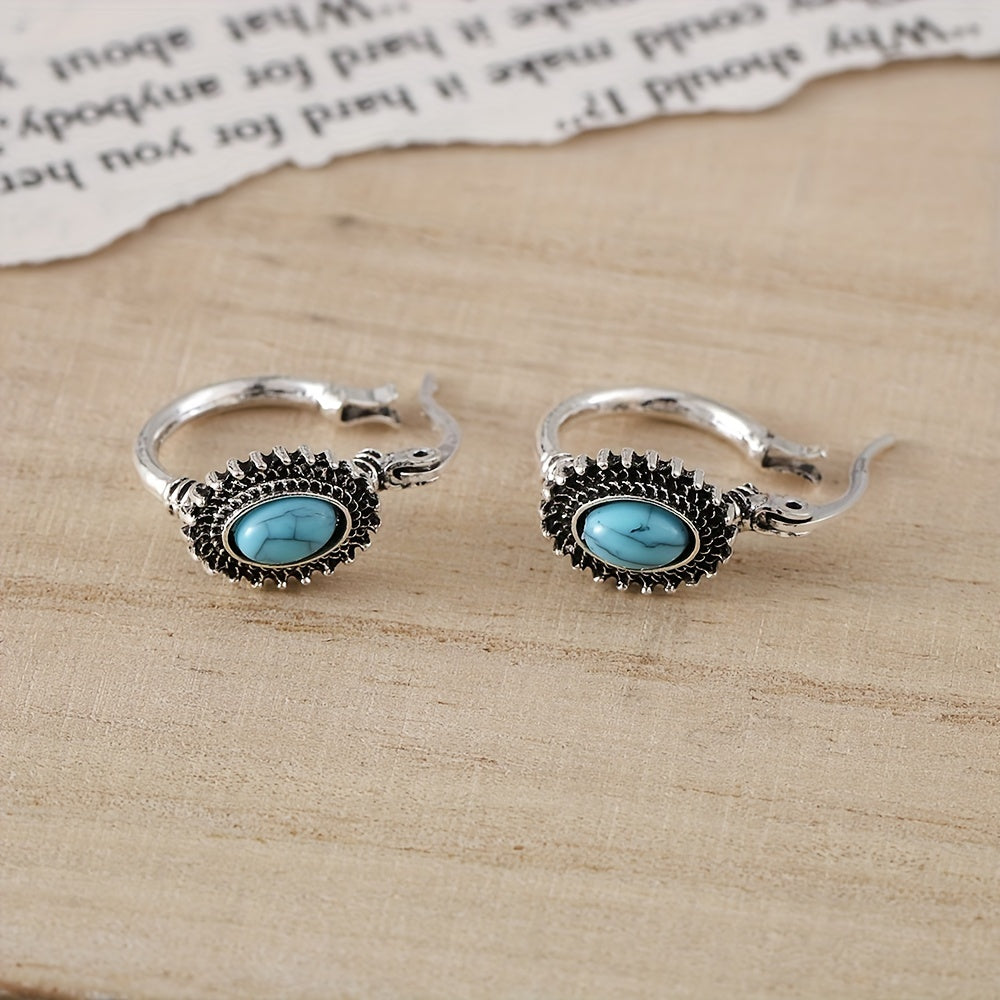 Aretes de Aro de Turquesa Crest | Oro blanco
