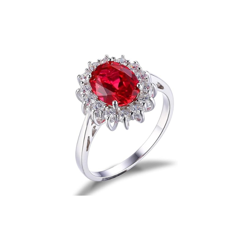 Anillo Clásico Halo Rubí | Oro blanco