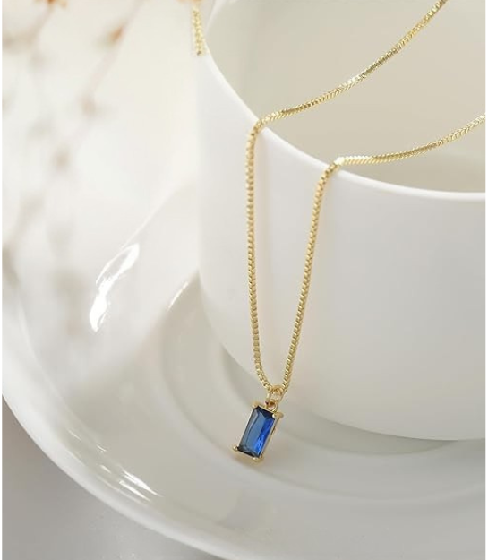 Collar con Colgante Minimalista Zafiro | Oro blanco