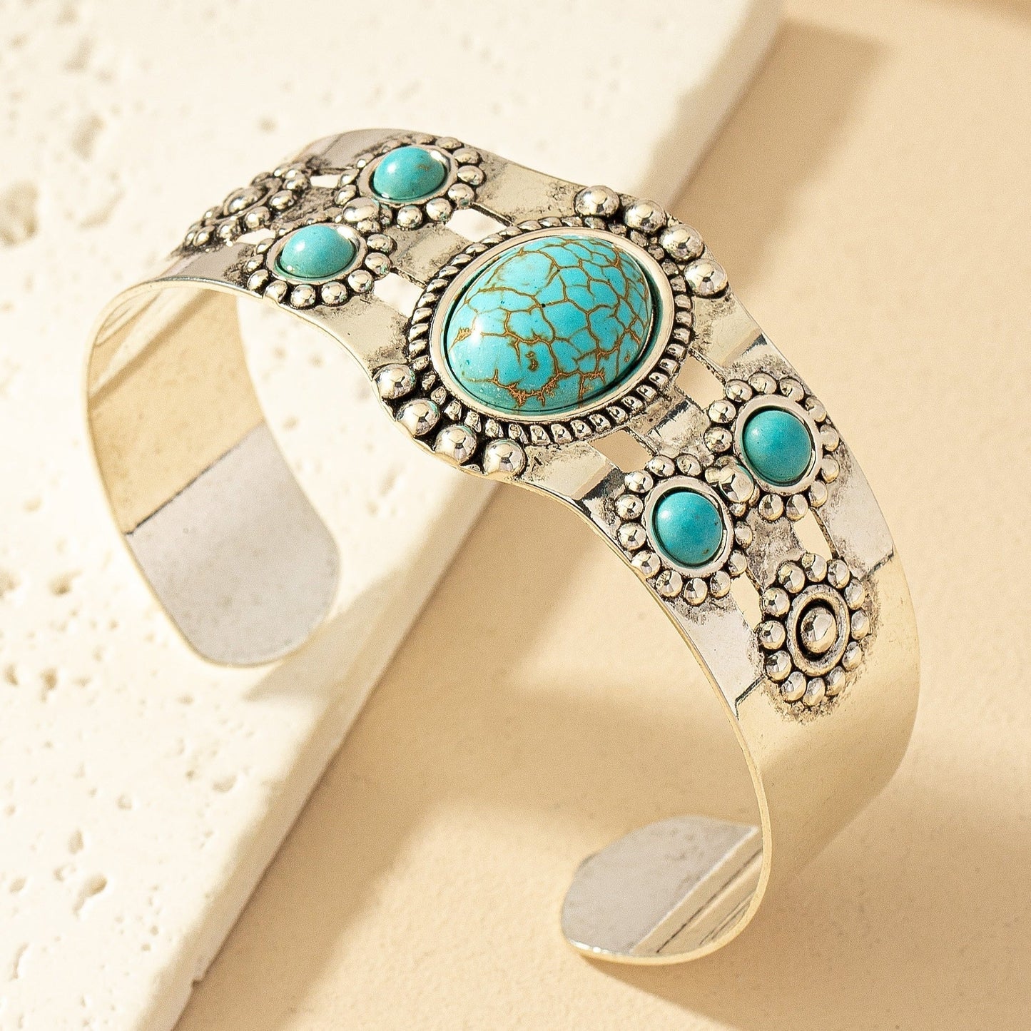 Brazalete de Turquesa Seren | Oro blanco