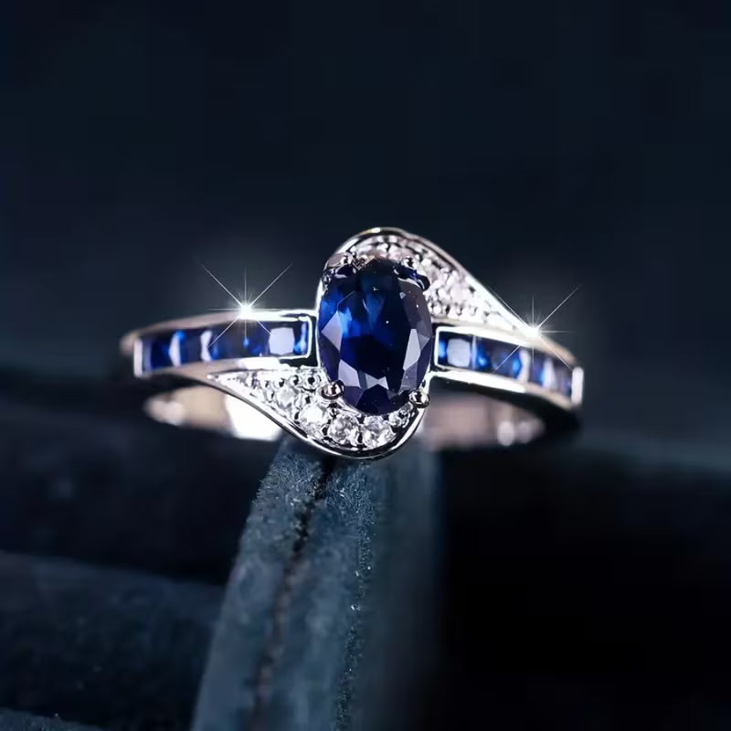 Anillo Zafiro Flow | Oro blanco