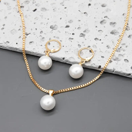 Set de Joyas de Perla Gracia Dorada | Oro