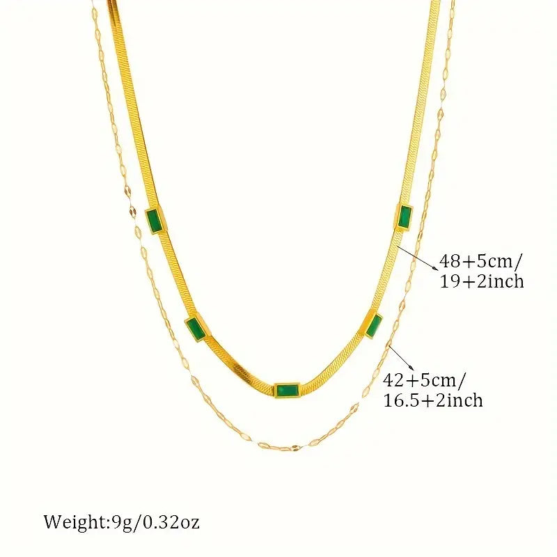 Collar Sorella Gem Double-Layer Retro | Oro