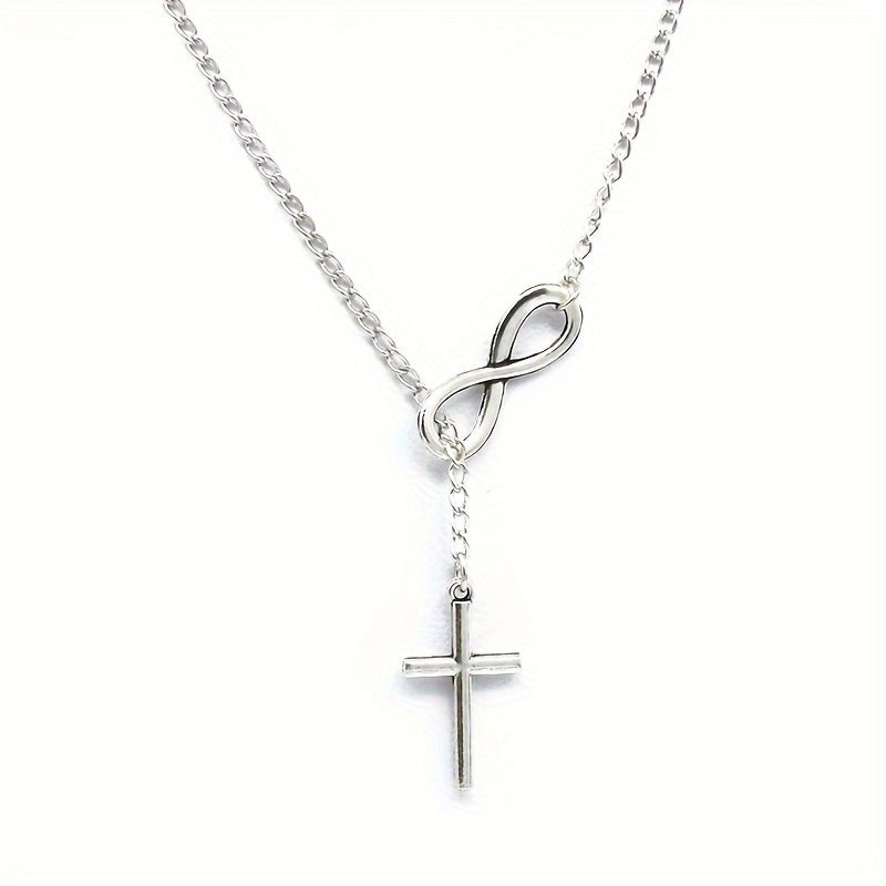 Collar con Colgante de Cruz Eterna | Oro blanco