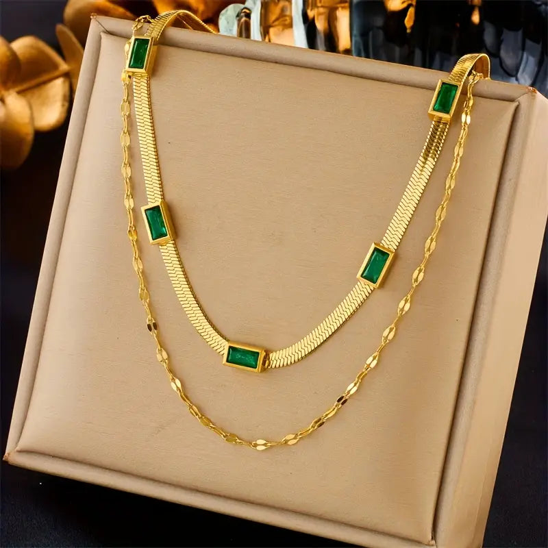 Collar Sorella Gem Double-Layer Retro | Oro