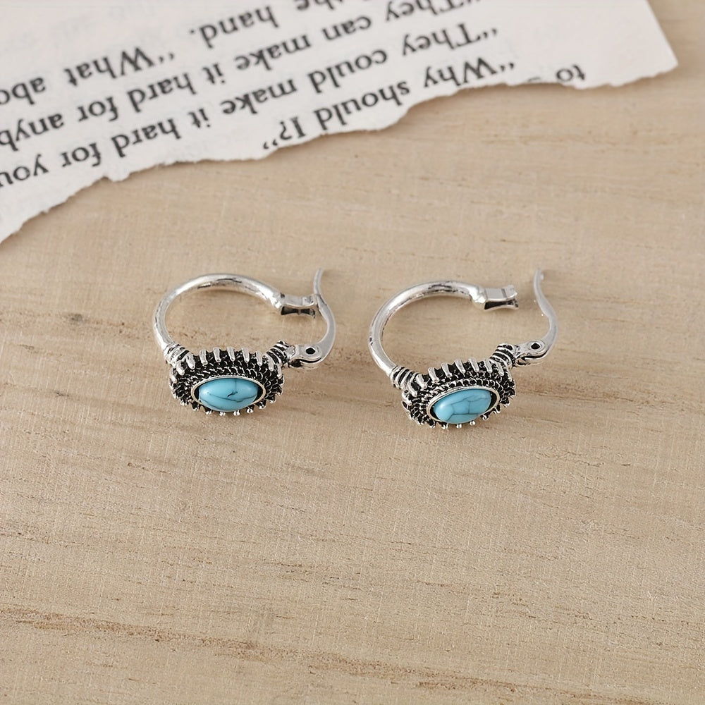 Aretes de Aro de Turquesa Crest | Oro blanco