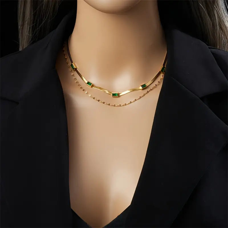 Collar Sorella Gem Double-Layer Retro | Oro