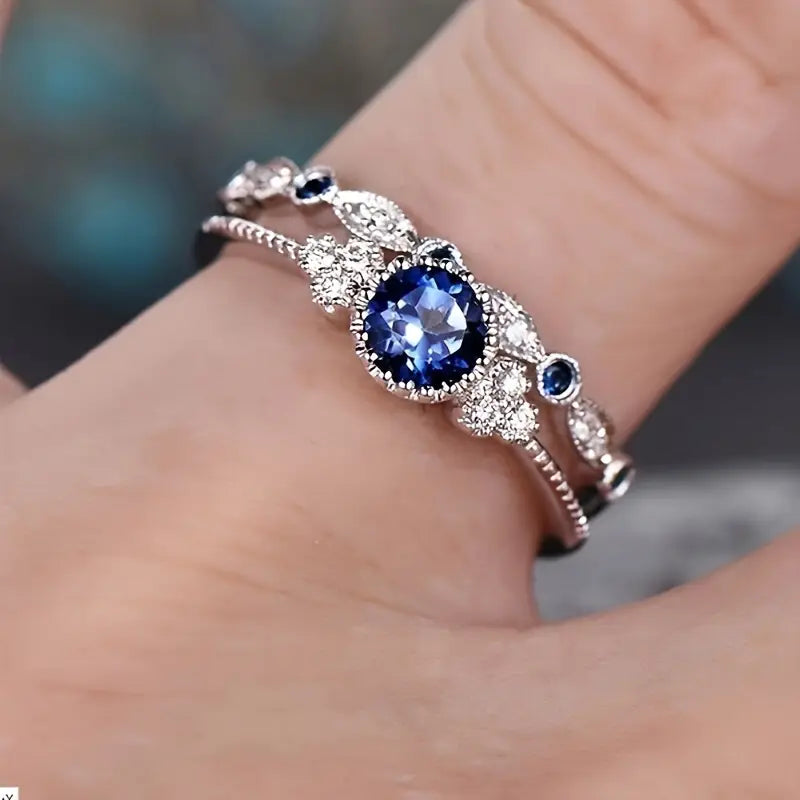 Set de Anillos de Corona Sapphriel | Oro blanco