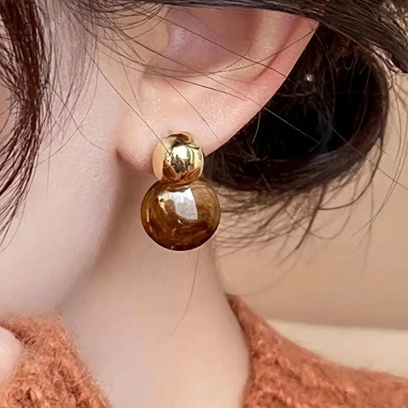 Aretes Colgantes de Ámbar Aurélie | Oro