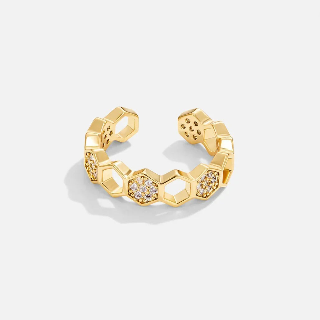 Anillo de Cristal Honeycomb | Oro