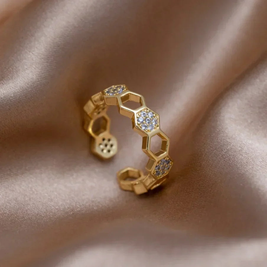 Anillo de Cristal Honeycomb | Oro