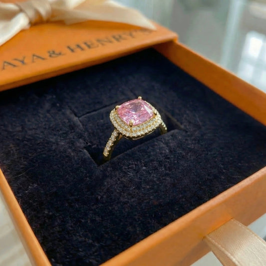 Anillo Cushion Rosa Zafiro | Oro