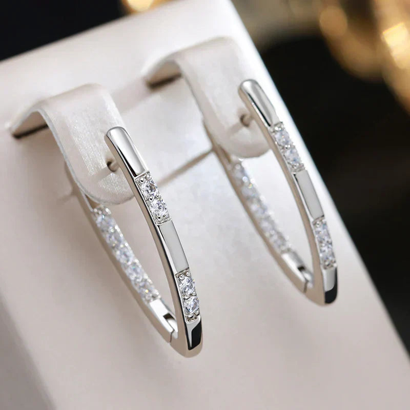 Aretes Exquisitos de Circonita | Oro blanco
