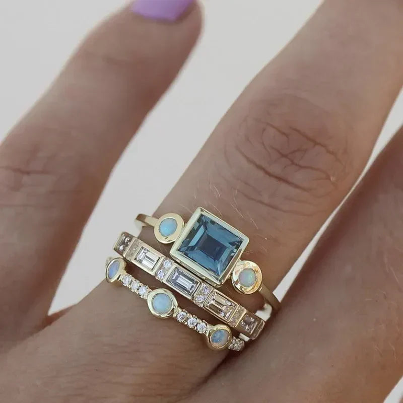 Set de Anillos Atemporal Azure | Oro