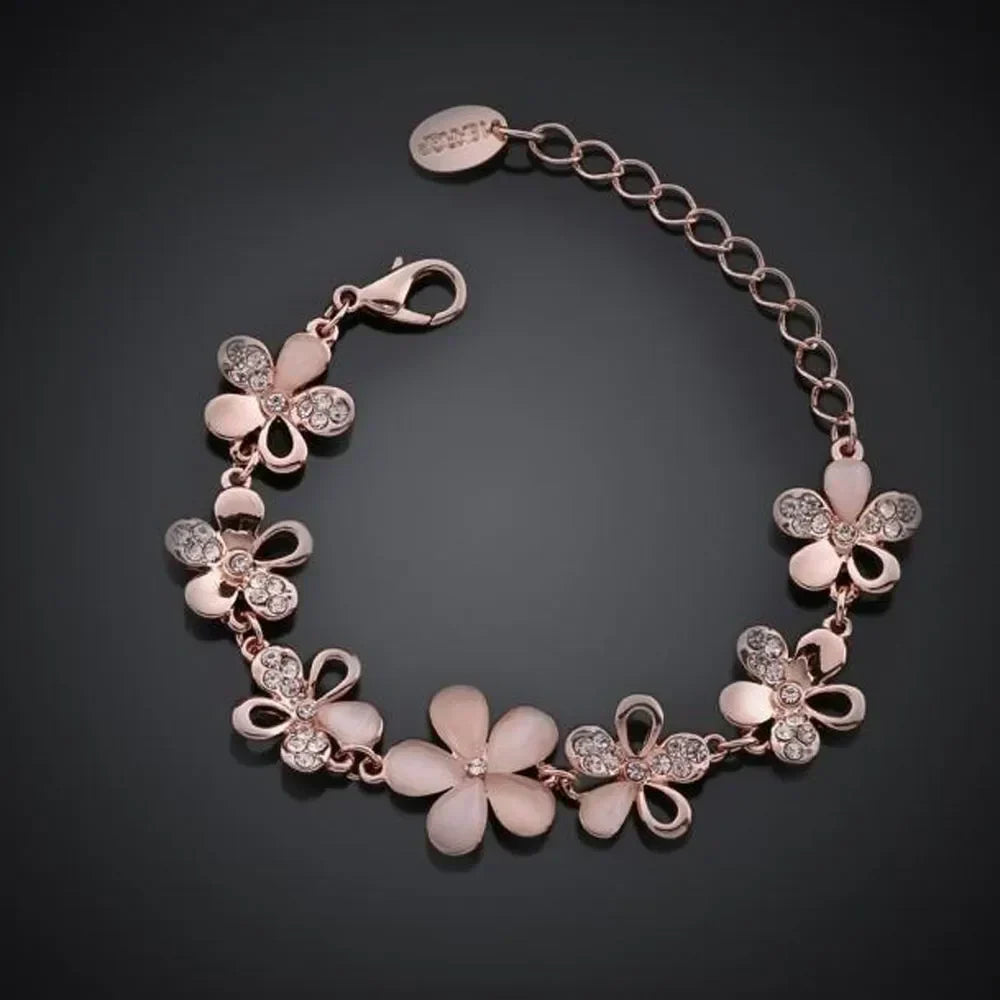 Pulsera Antigua de Flor Rosa | Oro rosa