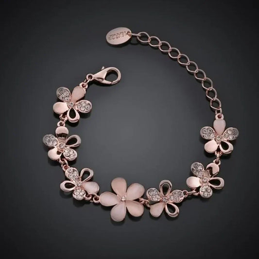 Pulsera Antigua de Flor Rosa | Oro rosa