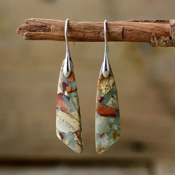 Aretes Antiguos de Piedra Nature | Oro