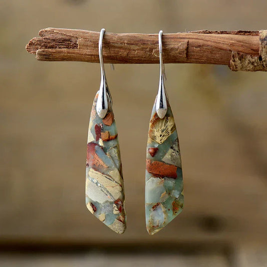 Aretes Antiguos de Piedra Nature | Oro
