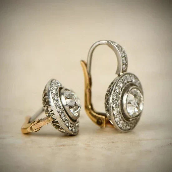 Aretes Vintage de Circonita Plata | Oro mixto