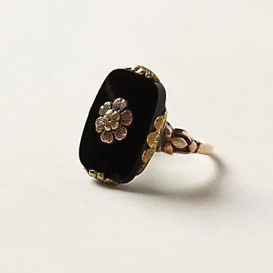 Anillo Vintage de Piedra Negro | Oro