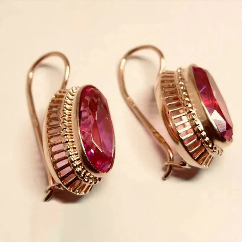 Aretes Vintage de Piedra Negro | Oro