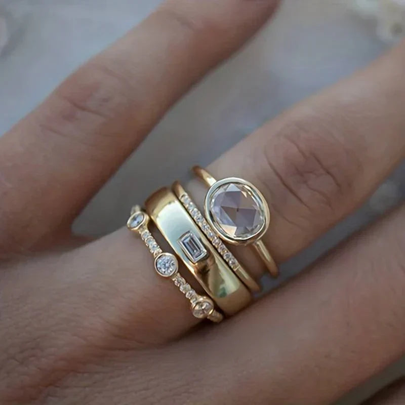 Set de Anillos Vintage de Circonita Oro | Oro