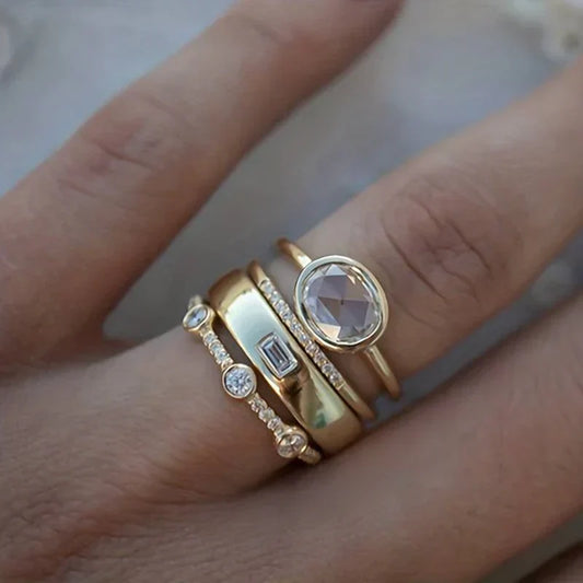 Set de Anillos Vintage de Circonita Oro | Oro