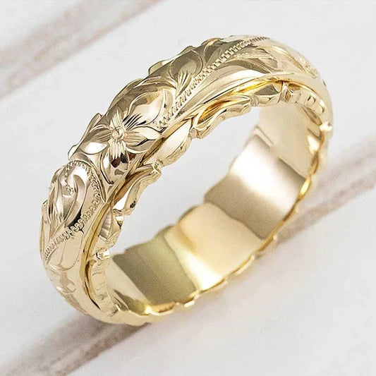 Anillo de Flor Estilo Oro Antiguo | Oro