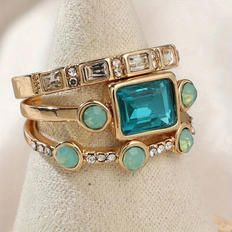 Set de Anillos Atemporal Azure | Oro