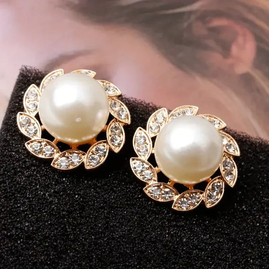 Aretes Exquisitos Brillantes de Perla Leaves | Oro