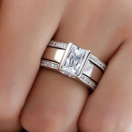 Anillo Antiguo Inlaid Glass | Oro blanco