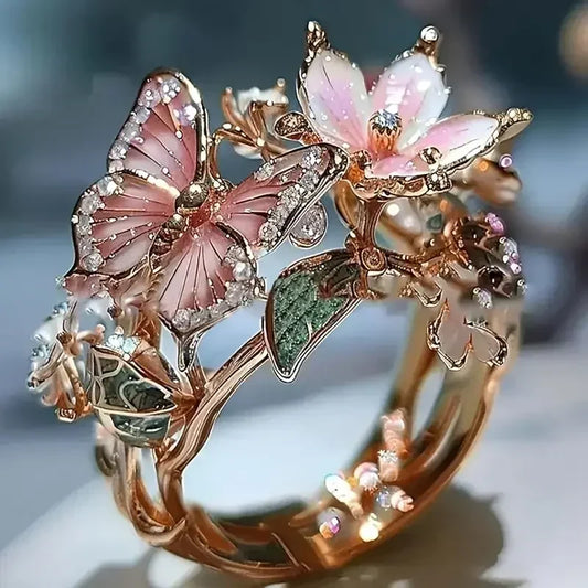Anillo de Mariposa de Circonita Nature Bright | Oro