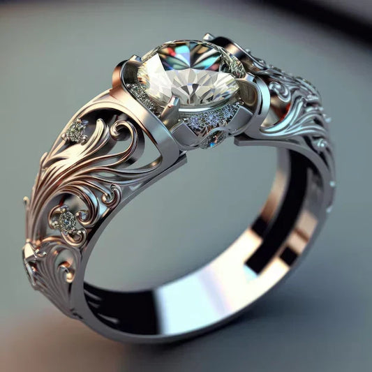 Anillo Exquisito de Cristal | Oro blanco