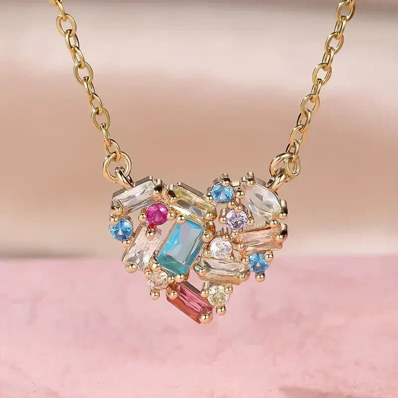 Collar de Corazón Colorful Gleam | Oro