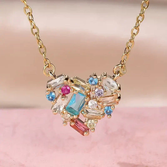Collar de Corazón Colorful Gleam | Oro