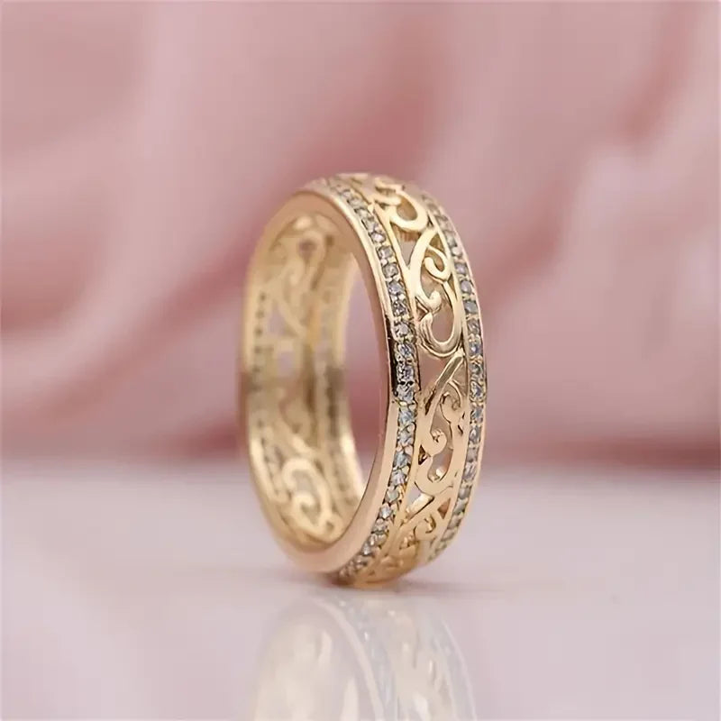 Anillo Brillante Hueco Oro Oro