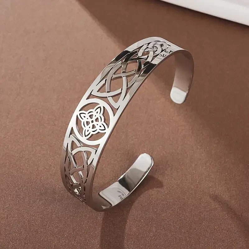 Pulsera Exquisita Abierta Hueca Plata | Oro blanco